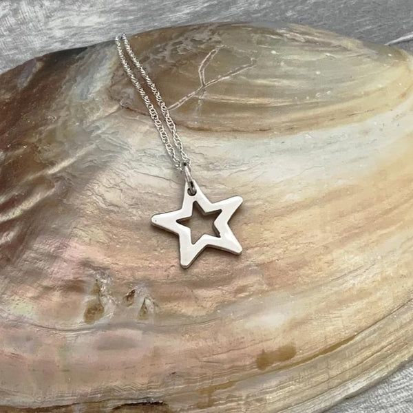 Silver Shining Star Necklace - Silver Magpie Fingerprint Jewellery