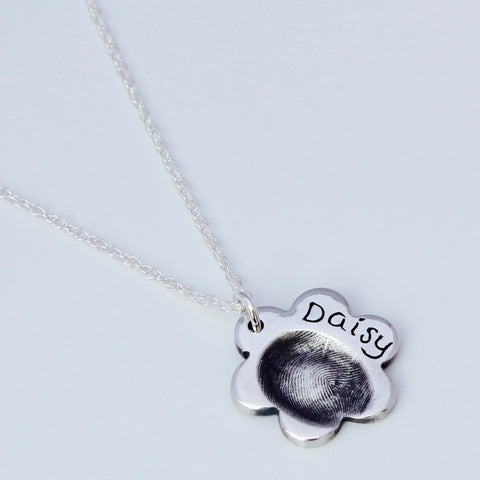 Fingerprint Necklace (Daisy) - Silver Magpie Fingerprint Jewellery