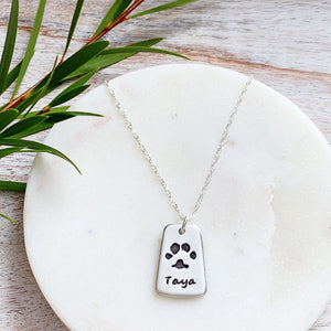 Dog-Tag Paw Print Necklace - Silver Magpie Fingerprint Jewellery