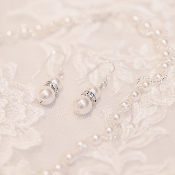 Pearl Drop Earrings - Silver Magpie Fingerprint Jewellery