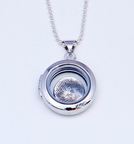 Fingerprint Locket (Circle) - Silver Magpie Fingerprint Jewellery
