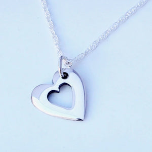 Silver Open Heart Necklace - Silver Magpie Fingerprint Jewellery