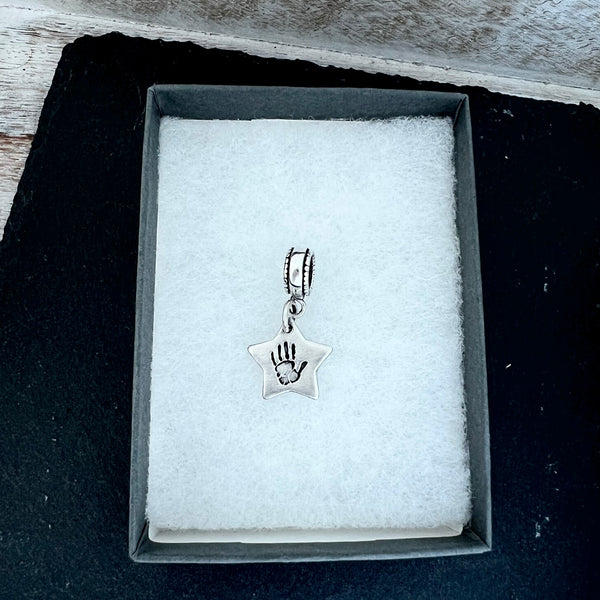 Mini Handprint Charm - Silver Magpie Fingerprint Jewellery