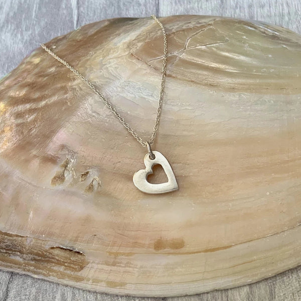 Silver Mini Heart Necklace - Silver Magpie Fingerprint Jewellery