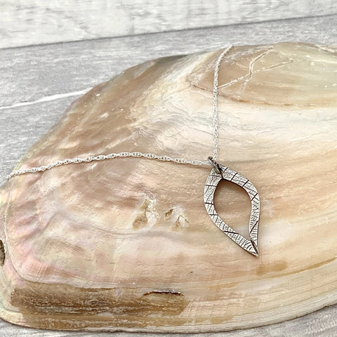 Bridesmaid Open Leaf Necklace - Silver Magpie Fingerprint Jewellery