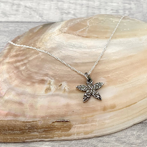 Silver Star Flower Necklace - Silver Magpie Fingerprint Jewellery