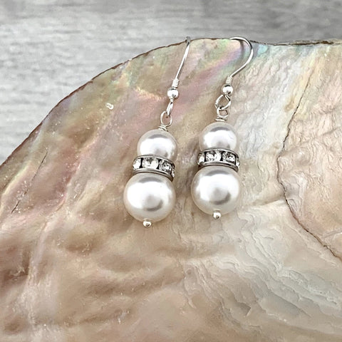 Pearl Drop Earrings - Silver Magpie Fingerprint Jewellery