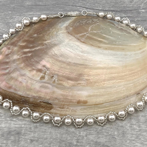 Pearl Bridal Necklace - Silver Magpie Fingerprint Jewellery