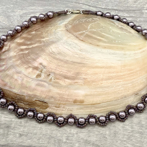 Heather Pearl Necklace - Silver Magpie Fingerprint Jewellery