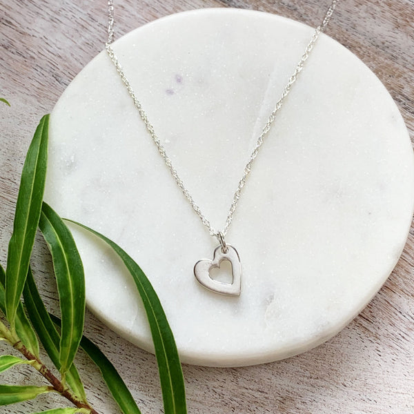 Bridesmaid Mini Heart Necklace - Silver Magpie Fingerprint Jewellery